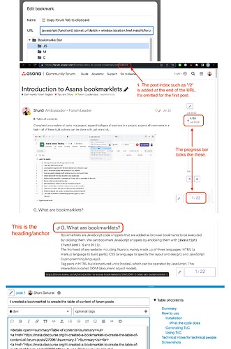 screenshot del bookmarklet
