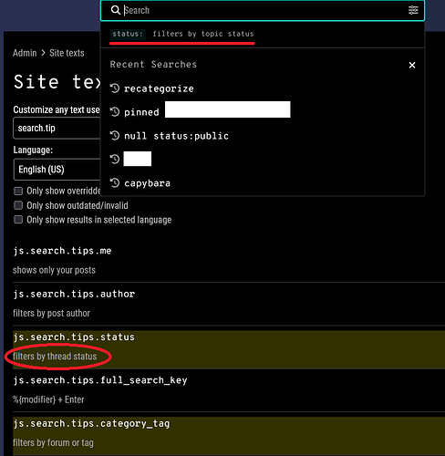 search bar tips issue