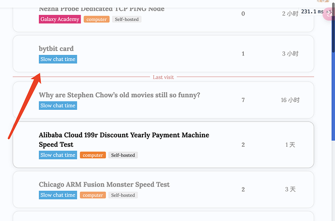 Das Bild zeigt eine Chat-Protokoll-Oberfläche mit verschiedenen Benutzernamen, Zeitstempeln und Themen, wobei ein Thread als „Langsame Chat-Zeit“ gekennzeichnet ist und zwei weitere mit „bytib card“ und „Alibaba Cloud 199r Discount Yearly Payment Machine“ markiert sind, jeweils mit Zeitstempeln und Kategorien wie „Computer“ und „Self-hosted“ versehen. (Von KI generierter Titel)