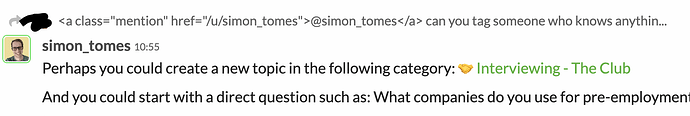 Le texte de la réponse affiche du HTML lors de la réponse à un message qui commence par une mention