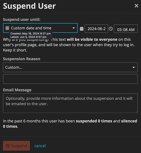 suspend form