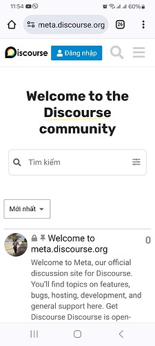 Dieses Bild zeigt die mobile Website von discourse.org, die als Online-Community-Plattform erscheint, mit einer Willkommensnachricht und Optionen zur Anmeldung oder Suche nach Themen. (Beschriftet von KI)