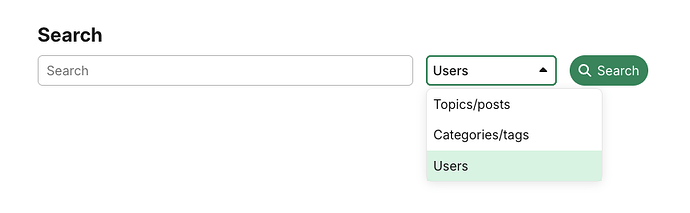 The image displays a search screen with a dropdown menu for search criteria and a green search button. (Captioned by AI)