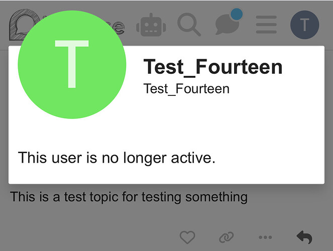الصورة لقطة شاشة لملف تعريف مستخدم باسم "Test_Fourteen" مع حرف "T" أخضر دائري في الخلفية، مما يشير إلى أن المستخدم لم يعد نشطًا. (تم التعليق عليها بواسطة الذكاء الاصطناعي)
