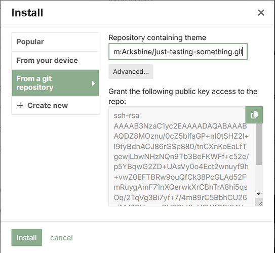 La imagen muestra una ventana del Instalador de GitHub con la opción de instalar un repositorio, y está configurada para instalar desde un enlace de repositorio de GitHub. (Subtitulado por IA)