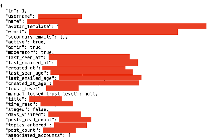 Das Bild zeigt Benutzerkontodetails mit verschiedenen Feldern wie Benutzername, E-Mail, Aktivitätsstatus, Vertrauensstufe und zugehörigen Metriken, wobei einige sensible Informationen aus Datenschutzgründen rot geschwärzt sind. (Beschriftet von KI)