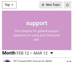 Das Bild zeigt einen Screenshot eines Support-Kategoriebereichs von einer Website oder einem Forum, der einen Bereich für allgemeine Supportfragen zur Verwendung einer Discourse-Website anzeigt. (Beschriftet von KI)