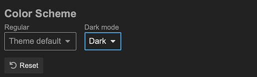 Option de palette de couleurs Sombre