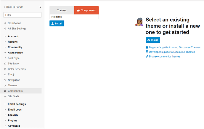 Location of components in sidebar