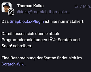 Dimostrazione dei problemi unicode quando si utilizza il plugin activitypub