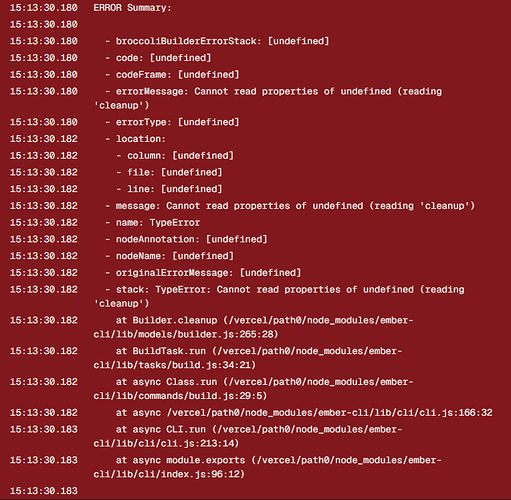 Screenshot dell'errore