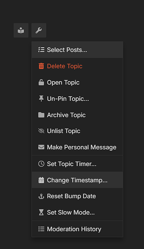 This image shows a dropdown menu with various options to manage a topic in a discussion or forum, including "Delete Topic," "Open Topic," and "Set Topic Timer." (Captioned by AI)