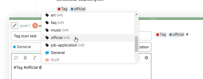 Cette image montre un menu déroulant avec diverses options de balises sur une interface d'édition de publication dans une application. (Légendée par l'IA)