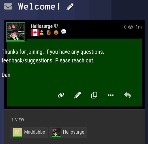 Esta imagem mostra uma mensagem de boas-vindas do usuário do Discord "Maddabbo" agradecendo a "Heliosurge" por se juntar e convidando para perguntas ou feedback. (Legenda por IA)