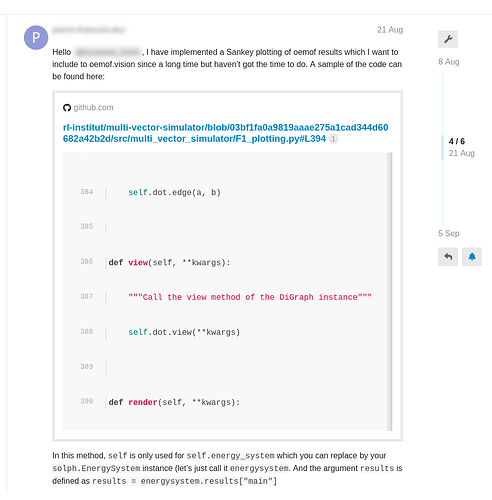 GitHubリポジトリのスクリーンショットで、長期間のシミュレーションにおけるoemofの結果のSankeyプロットの実装に関するメッセージが表示されています。（AIによるキャプション）