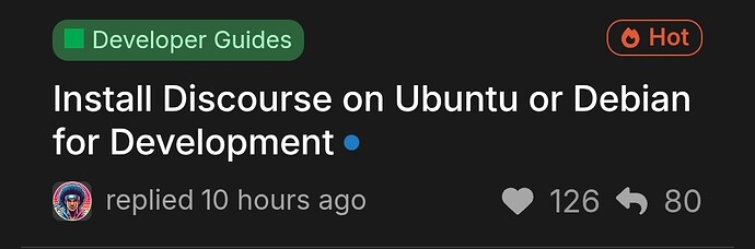 A screenshot shows a trending developer guide on installing Discourse for development purposes on Ubuntu or Debian, posted 10 hours ago with 126 likes and 80 comments. (Captioned by AI)