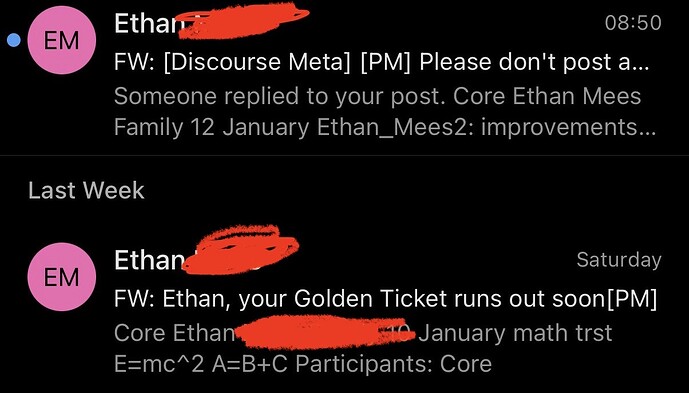 Outlook for iOSメールのスクリーンショット。「Someone replied to your post.」がメッセージコンテンツの上に目立つように表示され、FW/[PM]のプレフィックスが見える