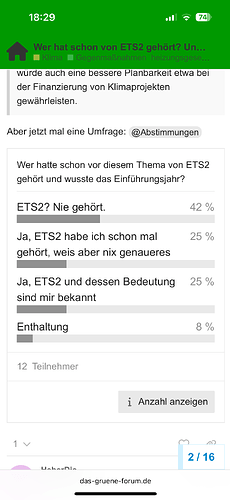 Cette image montre une publication Instagram présentant un sondage sur la plateforme de discussion das-grüne-forum.de demandant si les participants connaissent le langage de programmation ETS2. (Légendé par l'IA)