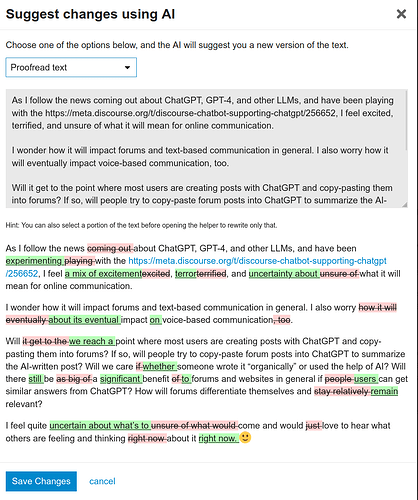 Capture d’écran du plugin de relecture pour Discourse