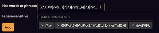 La imagen muestra una interfaz de editor de texto con un cuadro resaltado que contiene una expresión regular y varios códigos de caracteres utilizados en la expresión. (Subtitulado por IA)