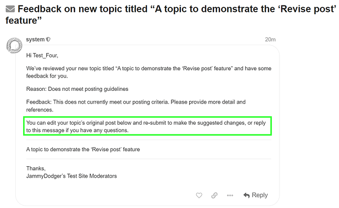 reply to 'revise post' PM