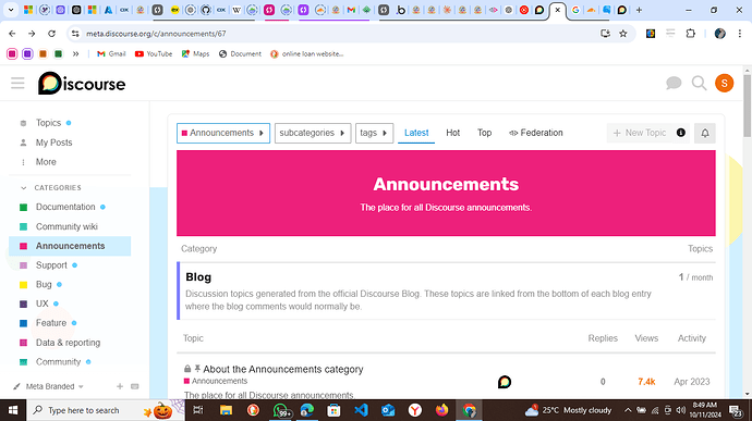 1. Das Bild zeigt einen Computerbildschirm mit geöffneter Discourse-Forum-Website in einem Webbrowser. (Beschriftet von KI)