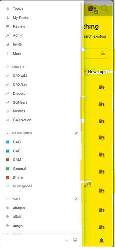The image shows a screenshot of a user interface with a list of topics and categories on the left and a yellow chat application on the right. (Captioned by AI)