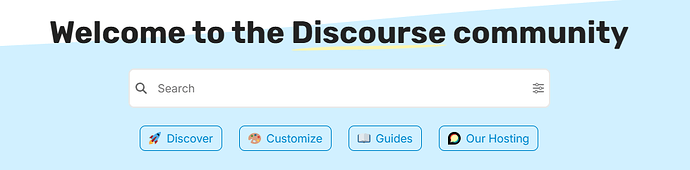 La imagen es la pantalla de navegación de Darjeeling Online School que presenta un mensaje de bienvenida a la comunidad de Discourse y varias opciones interactivas que incluyen Buscar, Personalizar, Guías y Nuestro Alojamiento. (Subtitulado por IA)