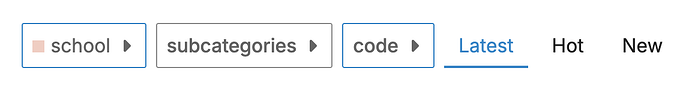 This image displays a section of a website's navigation menu with options for "school," "subcategories," "code," and a "Latest" tab highlighted. (Captioned by AI)