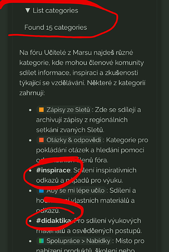 L'image montre des catégories trouvées dans un forum avec une suggestion mise en évidence pour ajouter des catégories liées à l'inspiration et à la didactique. (Légendé par l'IA)
