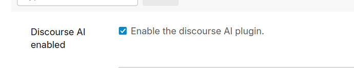 Das Bild zeigt eine Benutzeroberflächeneinstellung, bei der "Discourse AI" aktiviert ist, mit einem angekreuzten Kontrollkästchen. (Beschriftet von KI)