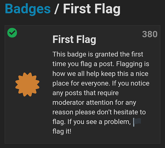 Description Badge first flag