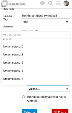 trust level groups shown in tag group options