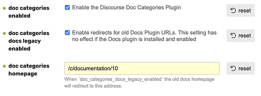 إعدادات إضافة Doc Categories.