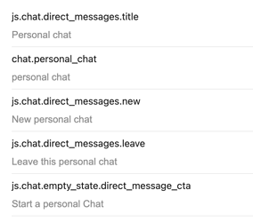 Customize > Textで「Personal chat」の検索結果のスクリーンショット