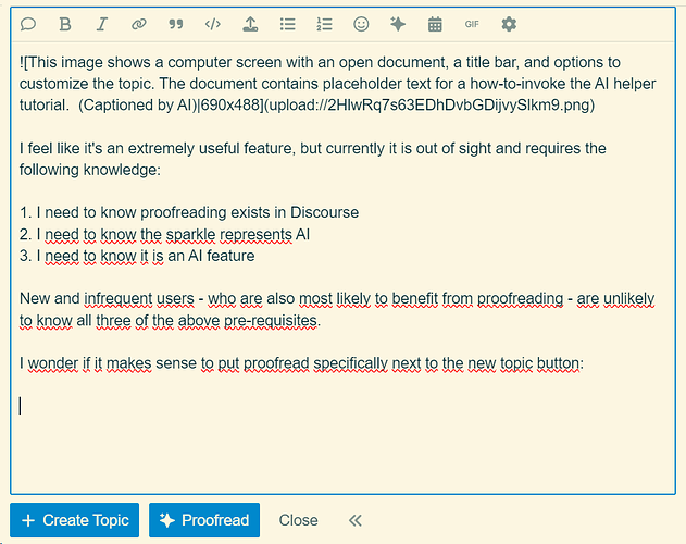 Dies ist ein Screenshot eines Dokuments mit Text in einem Code-Editor, der besagt, dass das Bild einen Computerbildschirm mit einem geöffneten Dokument, einer Titelleiste und Optionen zum Anpassen des Themas zeigt. Der Text im Bild beschreibt den Prozess der Anpassung des Themas für eine Anleitung zum Aufrufen des KI-Assistenten. Das Dokument liegt im Code-Editor-Format vor, und der Benutzer muss bestimmte Richtlinien für die Erstellung einer Korrekturlesung speziell neben der Schaltfläche "Neues Thema" befolgen. (Beschriftet von KI)