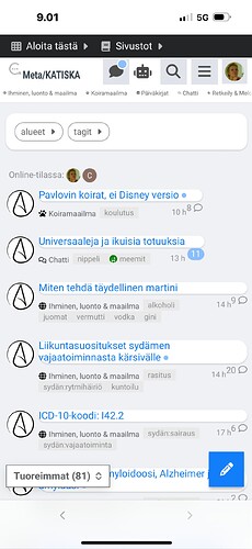 The image shows a screenshot of a mobile phone with a web browser open, displaying a website with Finnish content.  (Captioned by AI)