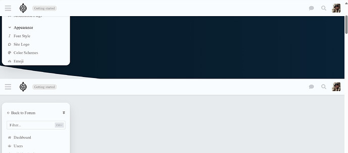 A imagem mostra uma interface básica ou painel de administração para personalizar a aparência e as configurações de um site ou aplicativo, com opções como estilo de fonte, logotipo do site, esquemas de cores e layout exibidos no menu da barra lateral. (Legenda por IA)