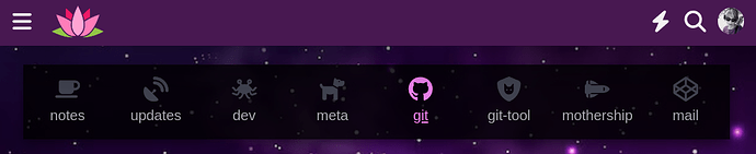 The image displays a colorful user interface with a list of tabs, including options for notes, updates, dev, meta, gits, shipped, mail, and settings.  (Captioned by AI)