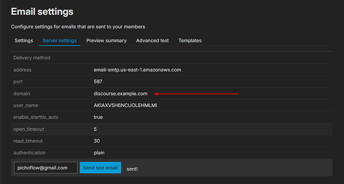A imagem exibe uma página de configurações para configurar as configurações de entrega de e-mail para comunicação por e-mail, incluindo detalhes do servidor e opções como tempo limite de abertura e tempo limite de leitura. (Legenda por IA)