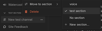 choosing a sidebar section from the menu