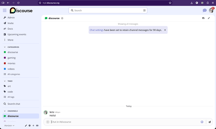 logged in chat homepage
