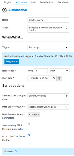 This image shows a screenshot of the "Automation" page in a web-based platform. (Captioned by AI)