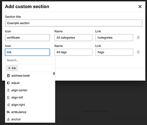 Custom section form