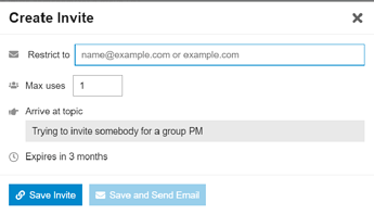 Invite options