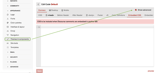 Scheda CSS incorporato