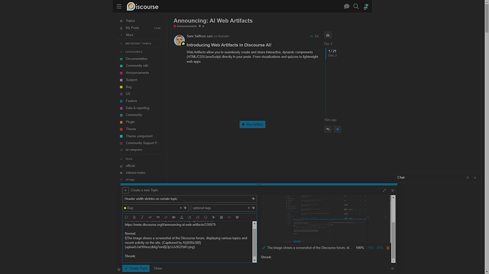 La imagen es una captura de pantalla del foro de Discourse, que muestra varios temas y actividad reciente en el sitio. (Subtitulado por IA)