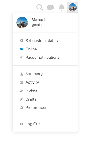 The image shows a user profile page for a sliver on Twitter, displaying options for status, notifications, summary, activity, invites, drafts, preferences, and logout. (Captioned by AI)
