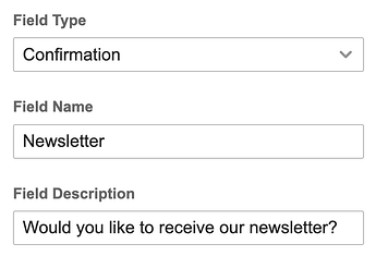 User confirmation field