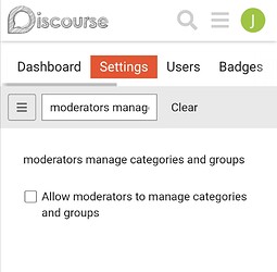 moderators manage categories and groups